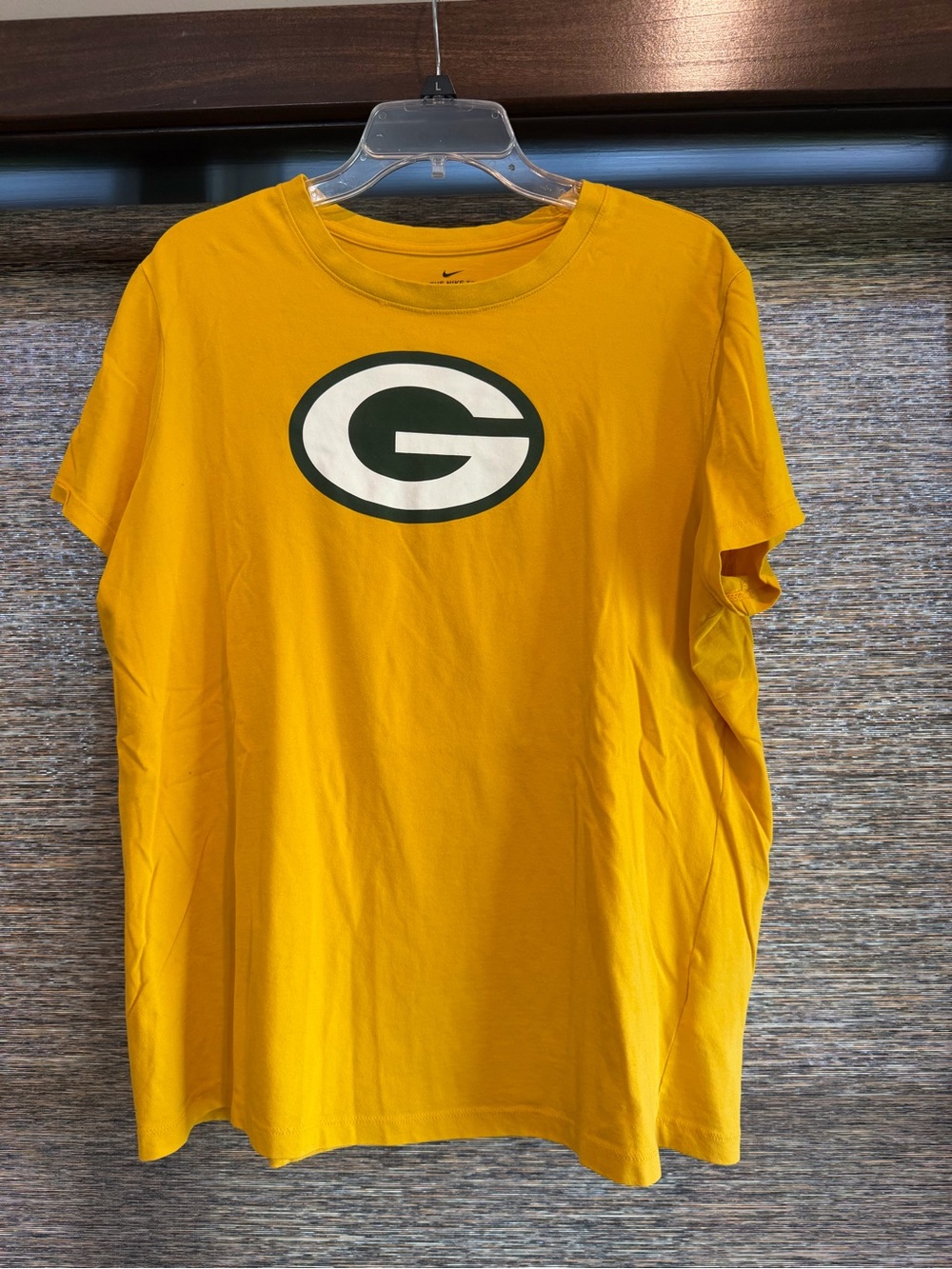 Yellow Short-Sleeve Tee with Centered Green & White Logo